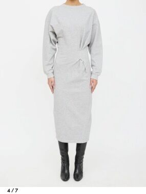 Isabel Marant Grey Midi Dress with Long Sleeves size 4
